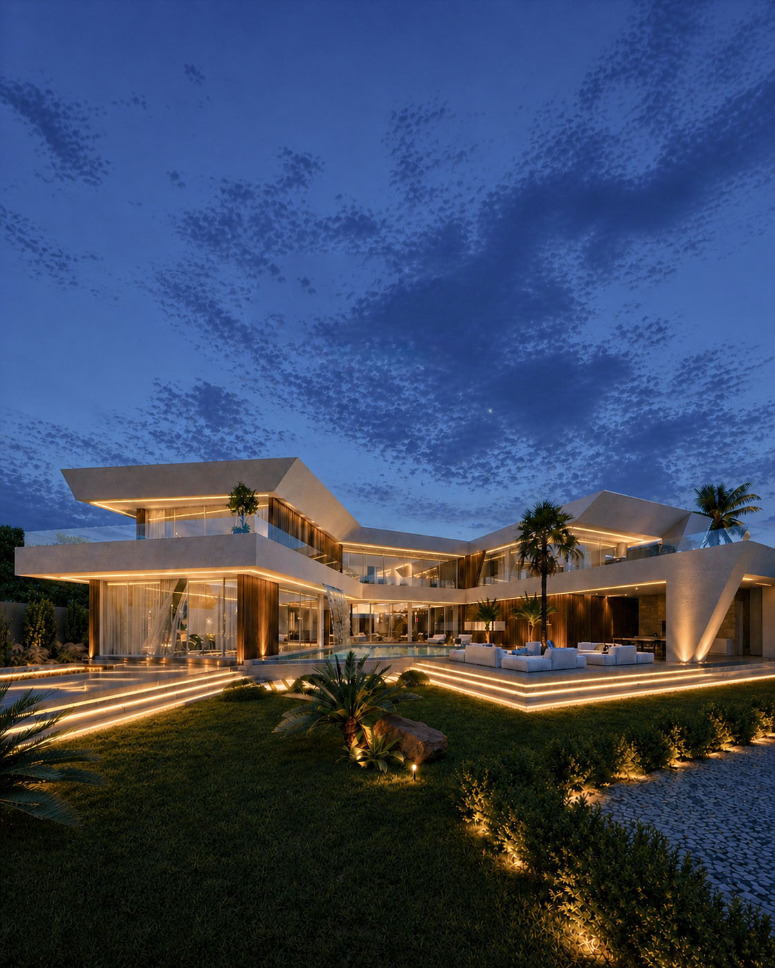 Lumen residence at dusk